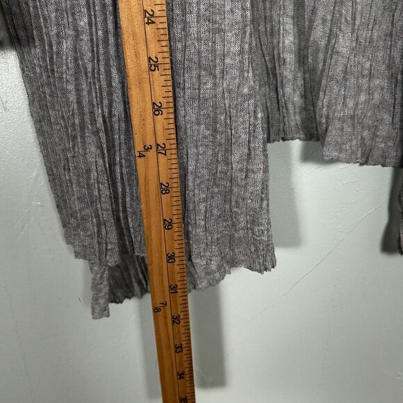 Eileen Fisher Sweater Women Large Crinkle Sheer Open Front Italian Yarn Cardigan - Picture 6 of 7